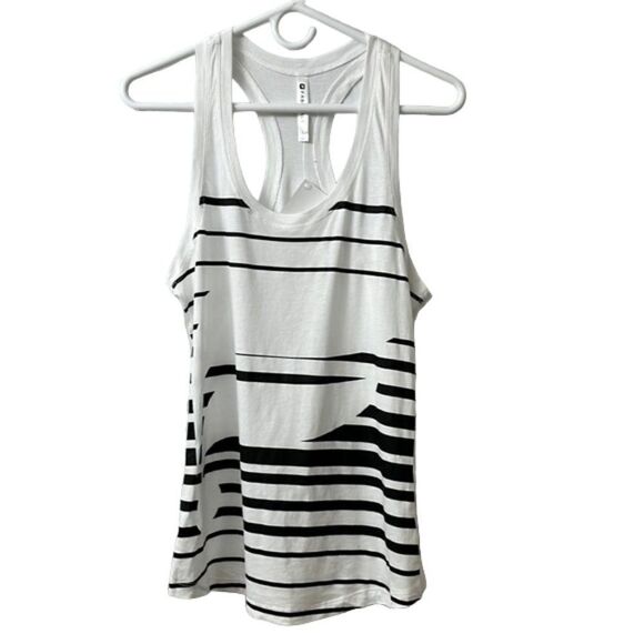 Fabletics Black & White Striped Racerback Tank Size Small NWT - Picture 1 of 9